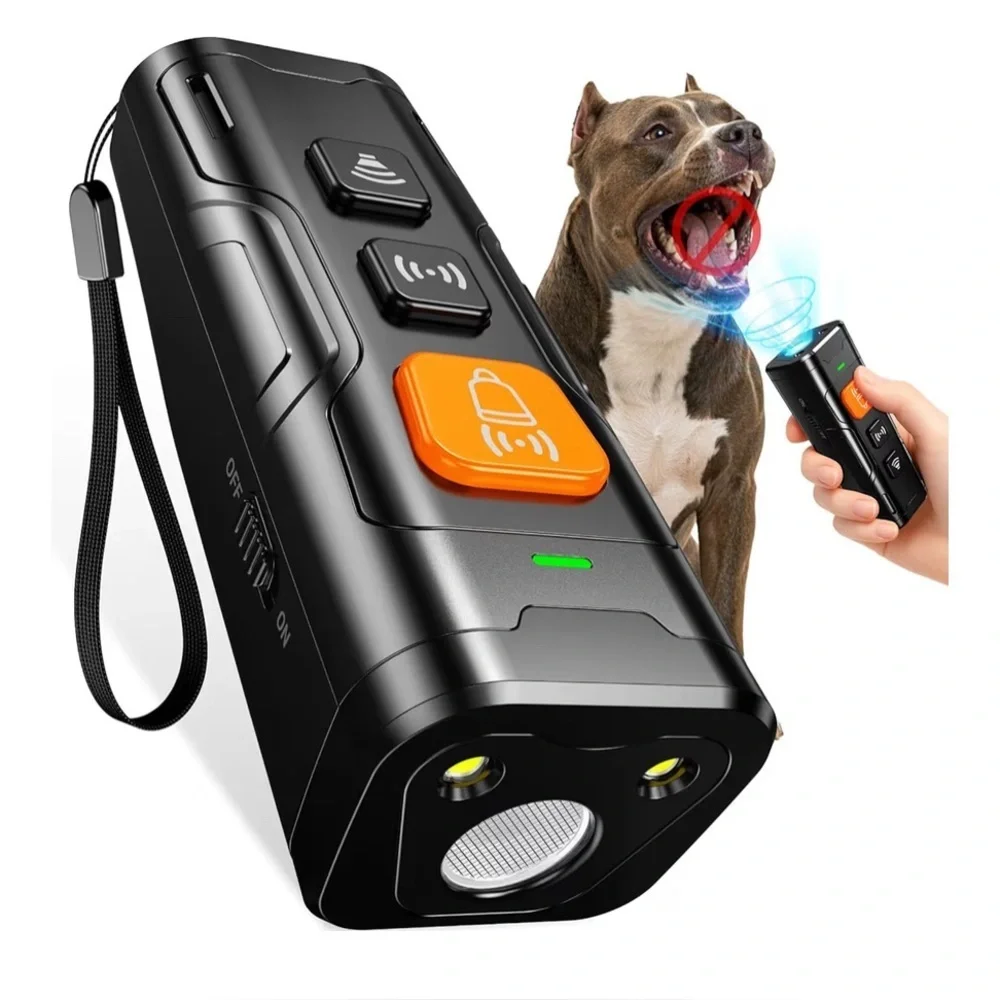 Ultrasonic Dog Deterrent Trainer with LED Light - Black